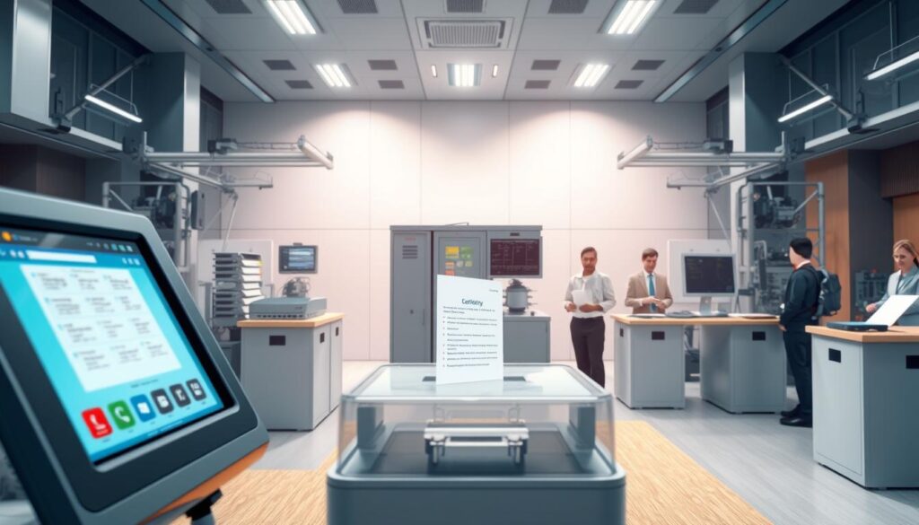 A close-up view of the electronic voting mechanism for a general election, with a detailed illustration of the various components and processes involved. The scene is set in a modern, well-lit environment, capturing the technical complexity and precision of the system. The foreground showcases the voting interface, including the touch screen, card reader, and secure ballot box. The middle ground features the central control unit, networking equipment, and monitoring stations, highlighting the interconnected nature of the e-voting infrastructure. In the background, a sense of transparency and accountability is conveyed through the presence of election observers and security personnel overseeing the proceedings. The overall tone is one of efficiency, reliability, and confidence in the democratic process.