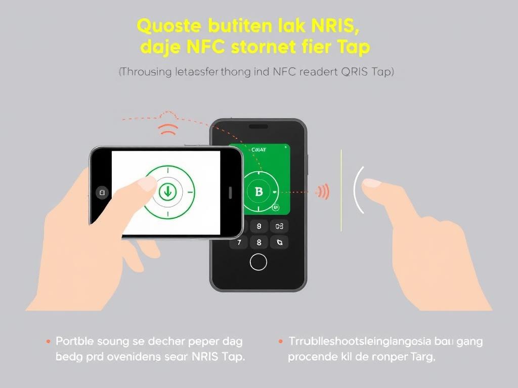 Ilustrasi pemecahan masalah QRIS Tap dengan menunjukkan posisi yang benar untuk mendekatkan smartphone