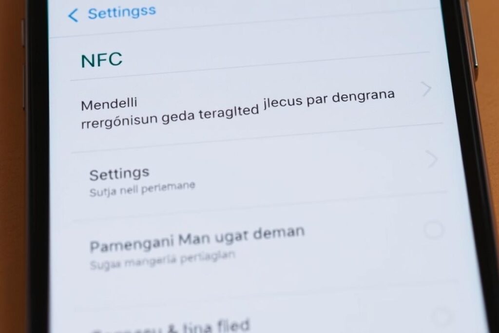 Smartphone dengan fitur NFC yang diaktifkan untuk QRIS Tap