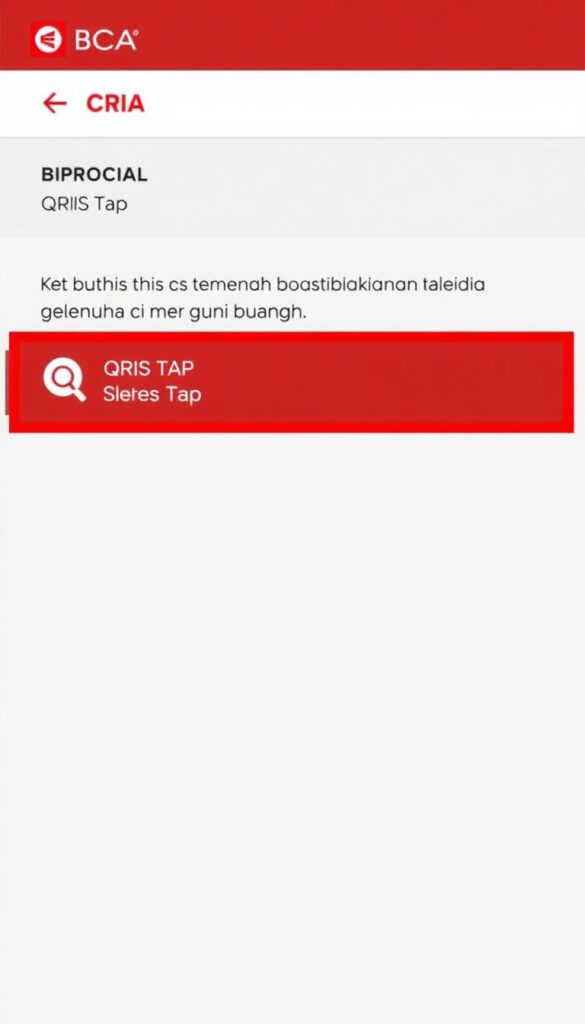 Tampilan antarmuka QRIS Tap pada aplikasi BCA Mobile Tampilan antarmuka QRIS Tap pada aplikasi BCA Mobile