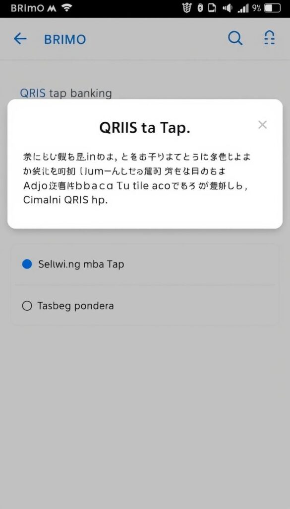 Tampilan antarmuka QRIS Tap pada aplikasi BRImo Tampilan antarmuka QRIS Tap pada aplikasi BRImo