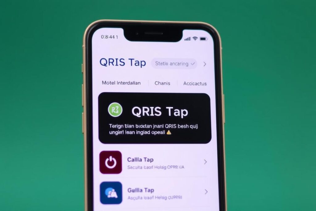 Tampilan aplikasi mobile banking dengan fitur QRIS Tap
